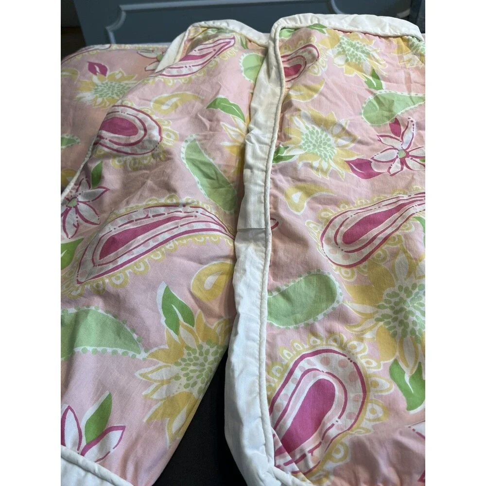3pc Lilly Pulitzer Dan River Pink Paisley Floral Full/Queen Duvet Cover USA